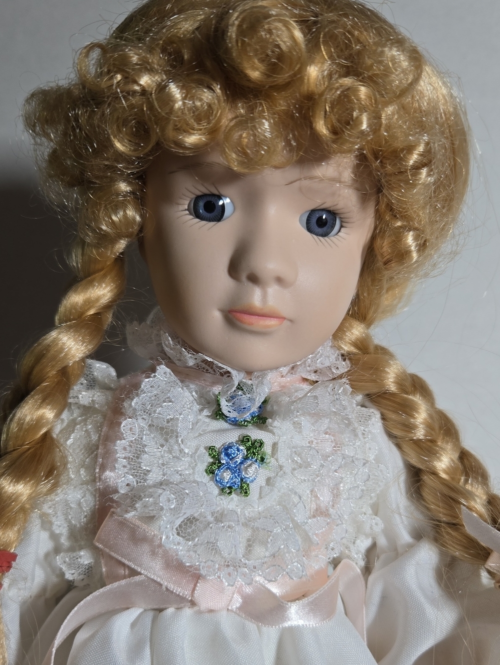 Blonde Curly Hair China Porcelain Doll